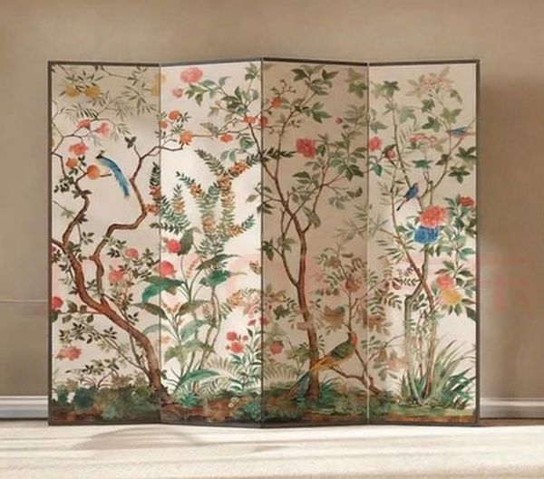 Bộ Bình Phong In Họa Tiết 4 Tấm Vải Canvas- GP392 - GAPI VIỆT NAM