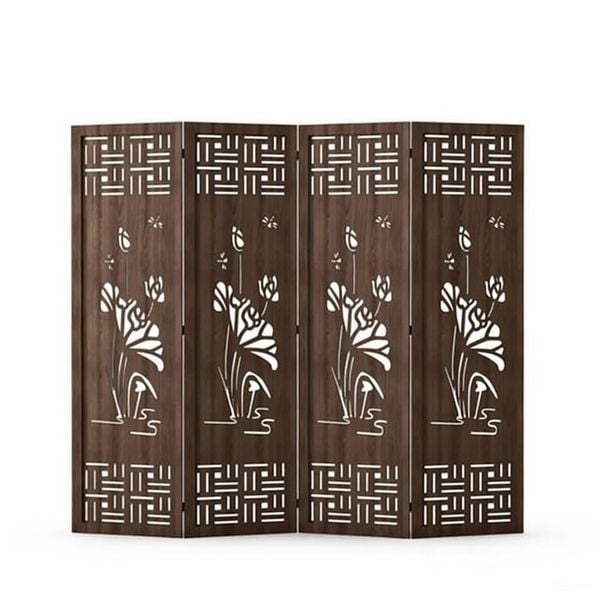 Bình Phong Gỗ MDF Họa Tiết Hoa Sen - GP396