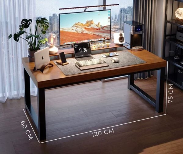 Bàn Gaming Chân Sắt Cao Cấp Mặt Gỗ Óc Chó - GM166