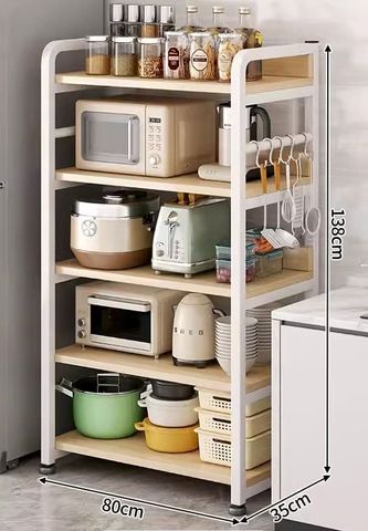 [Giảm giá 60%] Kệ nhà bếp 5 tầng khung trắng vân gỗ GM174C.13