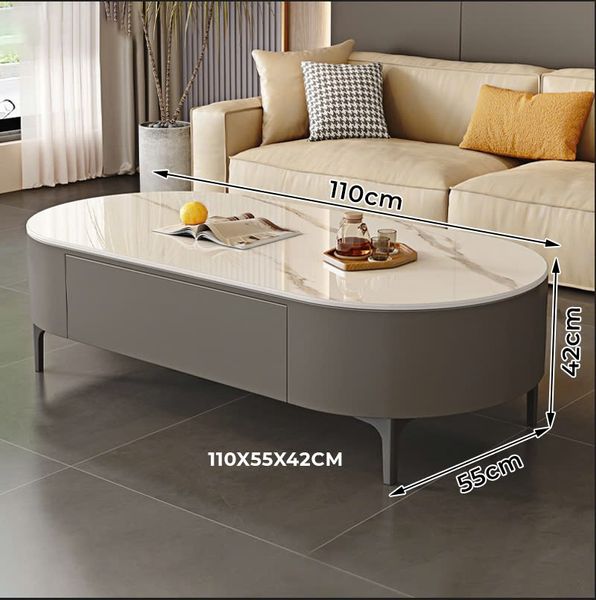 Bàn trà sofa TC bọc da chân sắt vân đá GP385