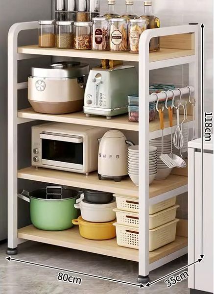 [Giảm giá 60%] Kệ nhà bếp 4 tầng khung trắng vân gỗ GM174B.13