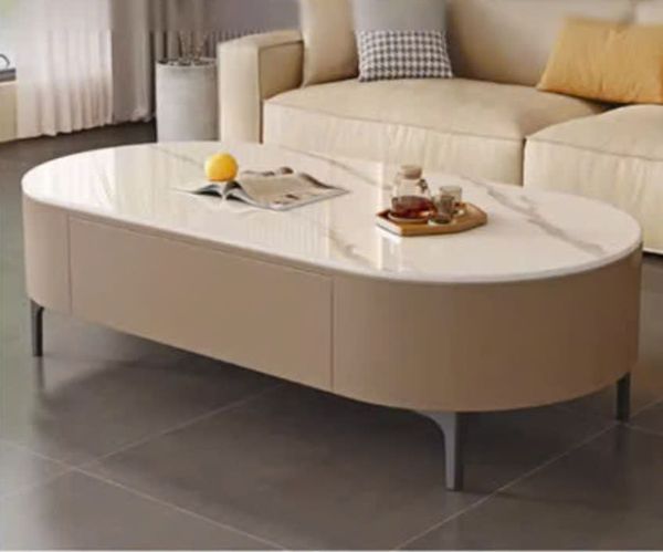 Bàn trà sofa TC bọc da chân sắt vân đá GP385