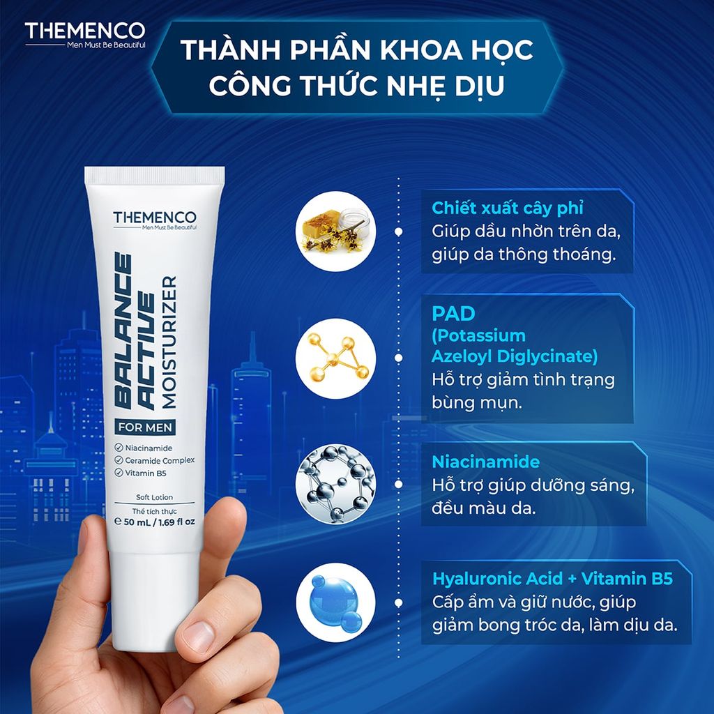 KEM DƯỠNG ẨM PHÙ HỢP DA DẦU MỤN, NHẠY CẢM, KHÔ YẾU DÀNH CHO NAM GIỚI BALANCE ACTIVE MOISTURIZER