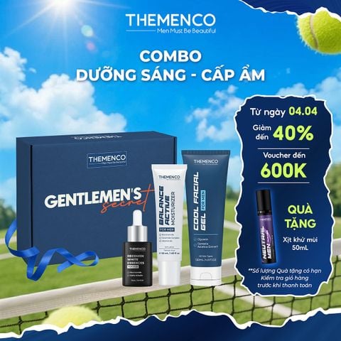 Combo 3 Hỗ Trợ Giúp Hỗ Trợ Dưỡng Sáng và Cấp Ẩm, Sữa Rửa Mặt 120ml, Recomen 30ml Và Kem Dưỡng 50ml Themenco - Tặng 1 Xịt Khử Mùi Nam Giới 50ml