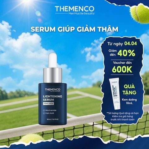 Serum hỗ trợ giúp giảm thâm sau mụn Lightening Serum 30ml Themenco - Tặng Kem Dưỡng 10ml