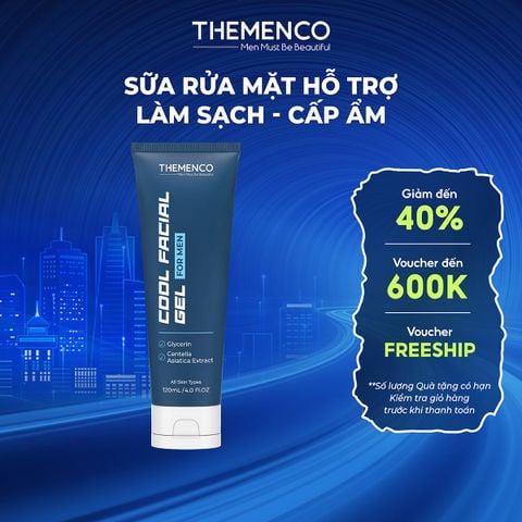 Sữa rửa mặt giúp hỗ trợ làm sạch bụi bẩn, bã nhờn trên da dành cho nam giới Cool Facial Gel 120ml Themenco