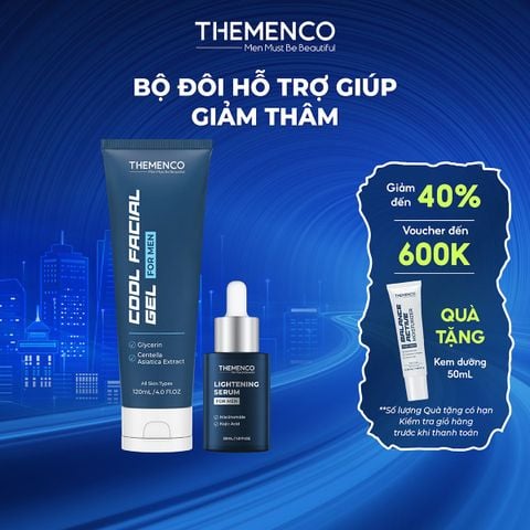 Combo Hỗ Trợ Giúp Giảm Thâm Dành Cho Nam Giới The Menco - Lightening Serum 30ml và Cool Facial Gel 120ml - Tặng kem dưỡng 50ml