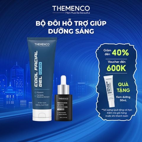 Combo Hỗ Trợ Giúp Dưỡng Sáng The Menco Recomen White Essences 30ml và Sữa Rửa Mặt Cool Facial Gel 120ml - Tặng kem dưỡng 50ml
