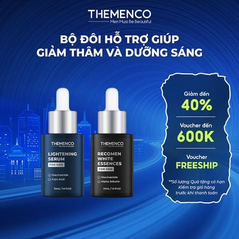 Combo Serum hỗ trợ giúp giảm thâm Lightening Serum 30mL và Tinh chất hỗ trợ dưỡng sáng Recomen White Essences 30mL - Tặng Sữa Rửa Mặt 120mL