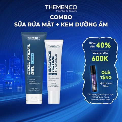 Combo Kem Dưỡng Balance Active Moisturizer 50ml và Sữa Rửa Mặt Cool Facial Gel 120ml The Menco - Tặng 1 Xịt Khử Mùi Hương Nước Hoa