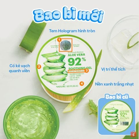 Gel dưỡng da nha đam cấp ẩm và làm dịu Nature Republic Soothing & Moisture Aloe Vera 92% Soothing Gel (Jar) 300ml