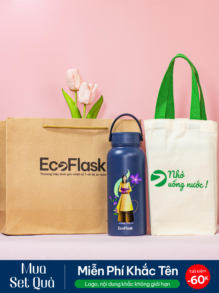 Set quà tặng túi EcoFlask - Áo dài Miniraglan