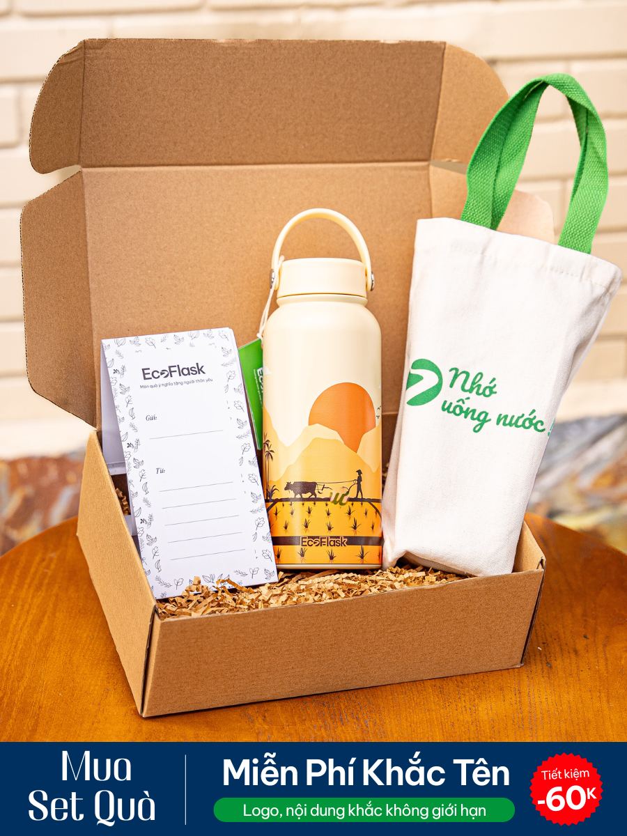 Set quà tặng túi EcoFlask - Cánh Đồng Lúa