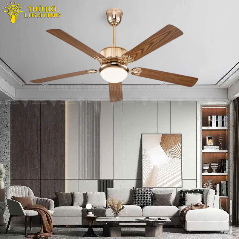  Quạt Trần Đèn 5 Cánh Gỗ QT34 