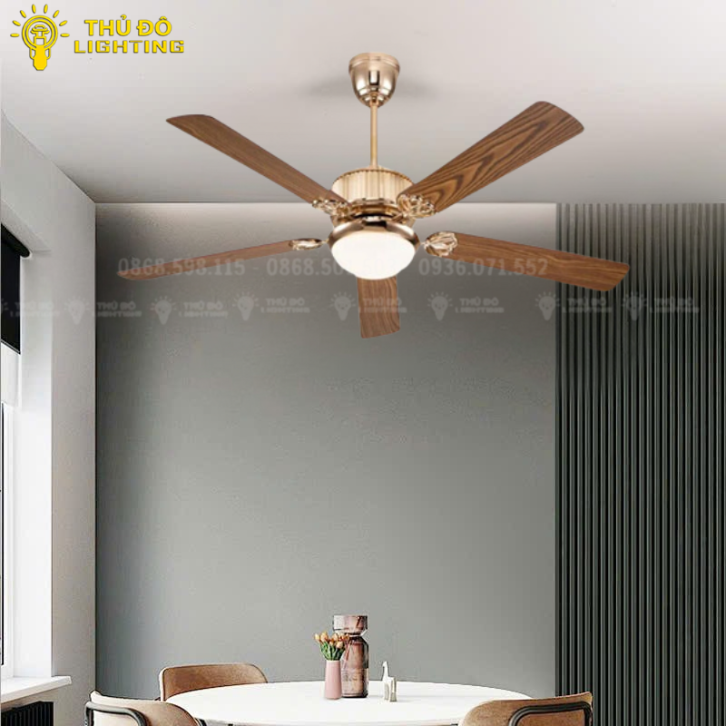  Quạt Trần Đèn 5 Cánh Gỗ QT34 