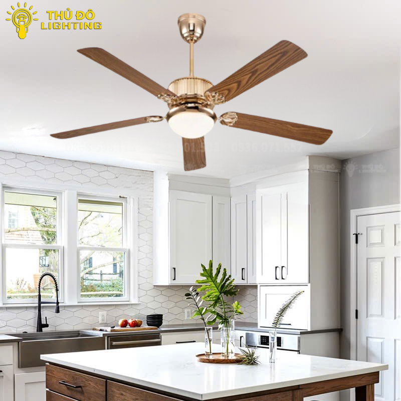  Quạt Trần Đèn 5 Cánh Gỗ QT34 