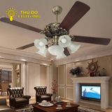  Quạt Trần Đèn 5 Cánh Vân Gỗ 