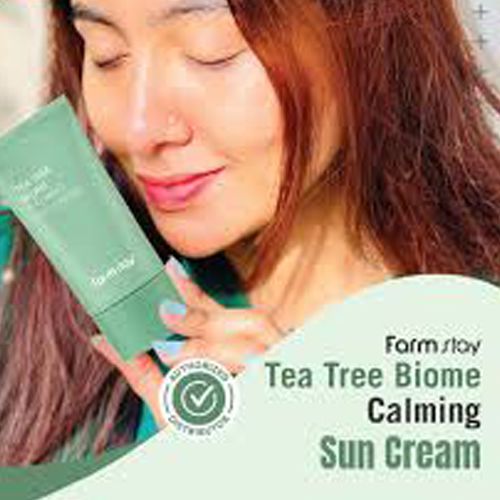  Kem chống nắng dịu nhẹ tinh chất Tràm trà Farmstay Tea Tree Biome Calming Sun Cream 