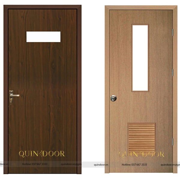  Cửa composite phủ PVC ô kính 90x220 