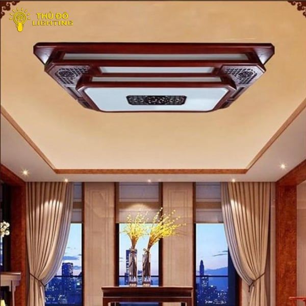  Đèn ốp trần gỗ 