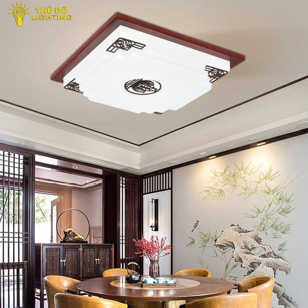  Đèn ốp trần gỗ 