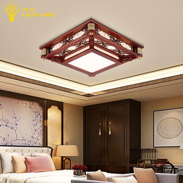  Đèn ốp trần gỗ 