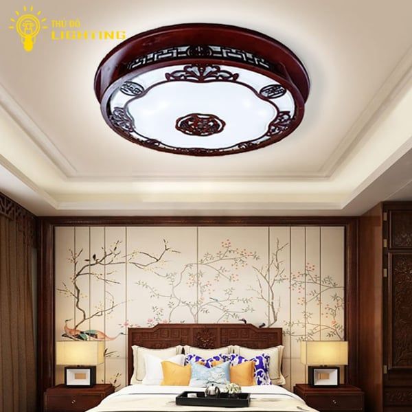  Đèn ốp trần gỗ 