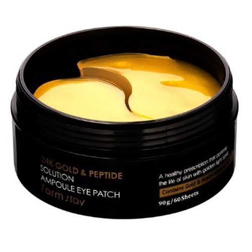  Mặt nạ mắt giảm nhăn tái tạo da Vàng 24k Farmstay 24K Gold & Peptide solution ampoule eye patch 