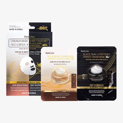 BLACK SNAIL PEPTIDE & RICE CREAM MASK SHEET DUO SET