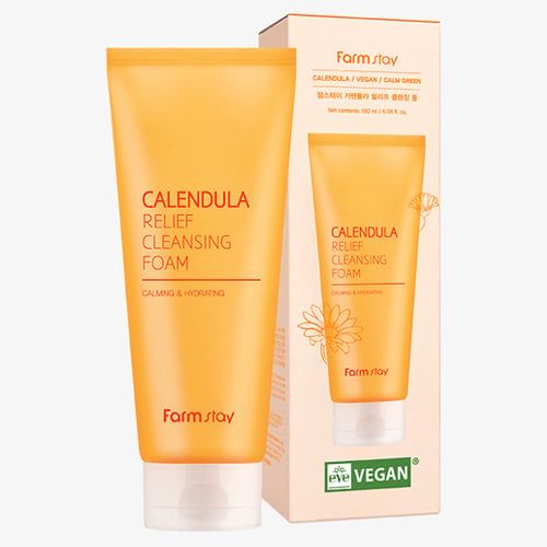  Sữa Rửa Mặt Dịu Nhẹ Với Chiết Xuất Hoa Cúc Calendula Giúp Làm Sạch Sâu Bụi Bẩn, Bã Nhờn Mà Vẫn Giữ Cho Làn Da Mềm Mại Và Tươi Mới 180ml-Farmstay calendula relief cleansing foam 