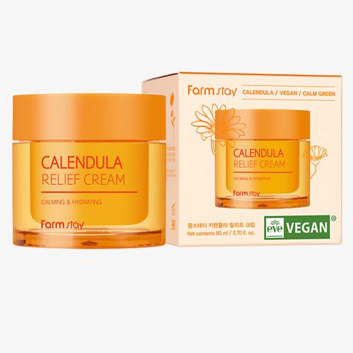  Kem Dưỡng Phục Hồi Da FARMSTAY Calendula Relief Với Chiết Xuất Hoa Cúc Vạn Thọ, Mang Đến Cảm Giác Dịu Nhẹ Và Tươi Mát, Giúp Làn Da Khô Ráp, Nhạy Cảm Trở Nên Mềm Mại, Khỏe Mạnh Hơn 80ml-Farmstay Calendula Relief Cream 