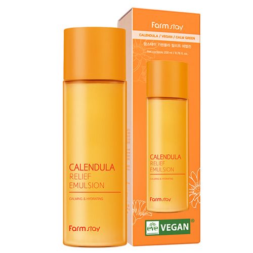  Sữa Dưỡng Dịu Nhẹ FARMSTAY Calendula Relief Với Chiết Xuất Hoa Cúc Vạn Thọ, Mang Lại Lớp Dưỡng Ẩm Mỏng Nhẹ, Thấm Nhanh, Giúp Làn Da Luôn Mềm Mịn Và Tươi Mới 200ml-Farmstay Calendula Relief Emulsion 