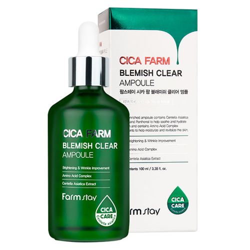  Tinh Chất Cô Đặc FARMSTAY Cica Farm Blemish Clear Chiết Xuất Rau Má Và Các Thành Phần Dưỡng Da Tự Nhiên, Giúp Làm Dịu, Giảm Mụn Và Mờ Thâm Hiệu Quả, Mang Lại Làn Da Sáng Khỏe, Mịn Màng 100ml-Farmstay Cica Farm Blemish Clear Ampoule 