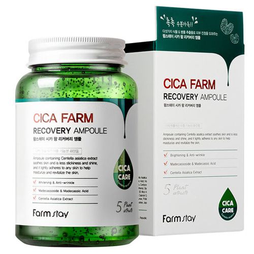  Tinh Chất Phục Hồi Chuyên Sâu FARMSTAY Cica Farm Recovery Với Chiết Xuất Rau Má Giúp Làm Dịu, Bảo Vệ Và Tái Tạo Làn Da Nhạy Cảm, Tổn Thương 250ml-Farmstay Cica farm recovery ampoule 