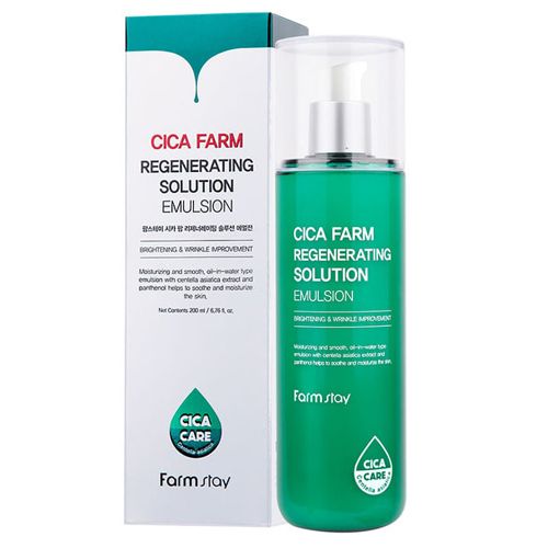  Sữa Dưỡng Ẩm FARMSTAY Cica Farm Regenerating Solution Chiết Xuất Rau Má Giúp Làm Dịu, Phục Hồi Và Củng Cố Hàng Rào Bảo Vệ Da, Mang Lại Làn Da Ẩm Mượt Và Khỏe Mạnh 200ml-Farmstay Cica Farm Regenerating Solution Emulsion 