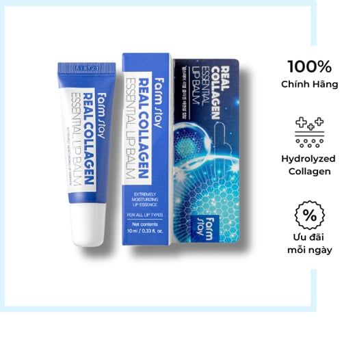  Farmstay Real Collagen Essential Lip Balm-Son dưỡng môi mềm mượt 