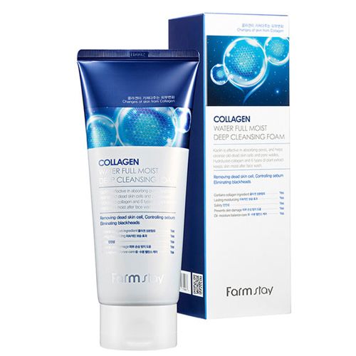  Sữa Rửa Mặt Collagen Dưỡng Ẩm Sâu Farmstay Collagen Water Full Moist Deep Cleansing Foam 