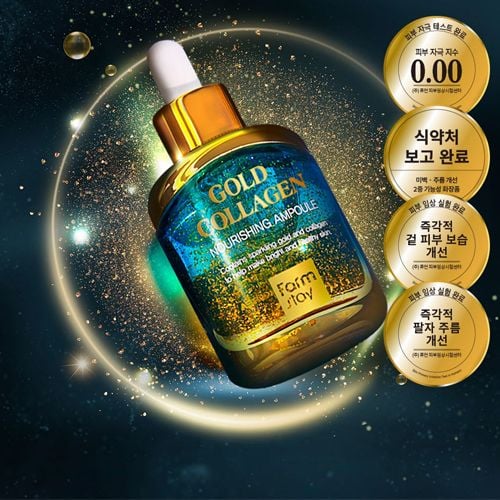  Serum dưỡng ẩm sâu, giảm nếp nhăn Vàng 24k Farmstay Gold Collagen Nourishing Ampoule 