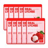  Mặt Nạ Dưỡng Da FARMSTAY Tinh Chất Vải Giúp Da Sáng Khoẻ, Đàn Hồi Hộp 10 Miếng-Farmstay Real Lychee Essence Mask 