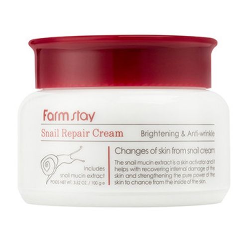  Kem Dưỡng FARMSTAY Snail Repair Chứa Dịch Nhầy Ốc Sên Giúp Tái Tạo, Dưỡng Ẩm Và Làm Mờ Nếp Nhăn 100ml-Farmstay Snail Repair Cream 