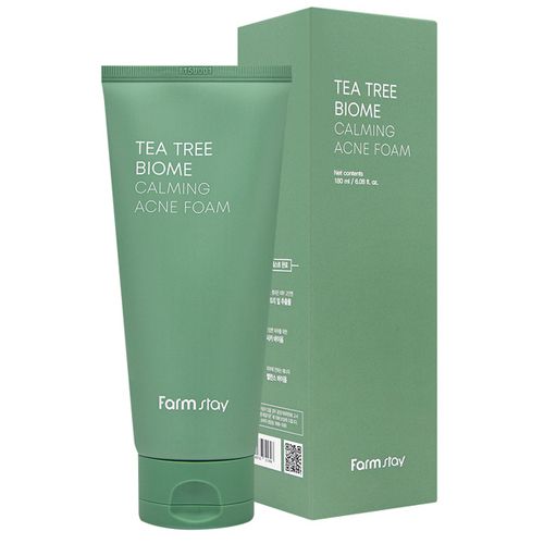  Sữa rửa mặt trị mụn và làm dịu da nhạy cảm chiết xuất Tràm Trà Farmstay Tea Tree Biome Calming Acne Foam 