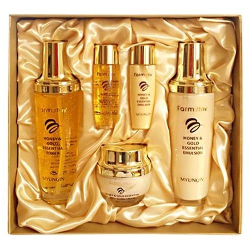  Bộ quà tặng mỹ phẩm chăm sóc da Vàng 24k Farmstay Honey & Gold Essential Skin Care Set 