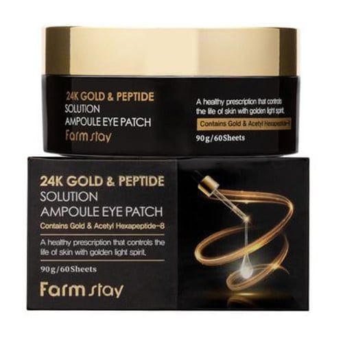  Mặt nạ mắt giảm nhăn tái tạo da Vàng 24k Farmstay 24K Gold & Peptide solution ampoule eye patch 