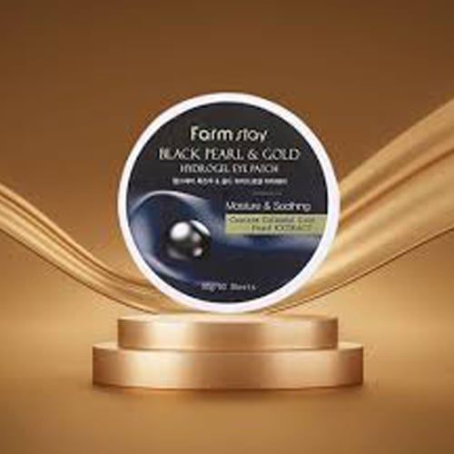 Miếng dán mắt làm mịn và dưỡng ẩm Vàng 24k Farmstay Black Pearl&Gold Hydrogel Eye Patch 