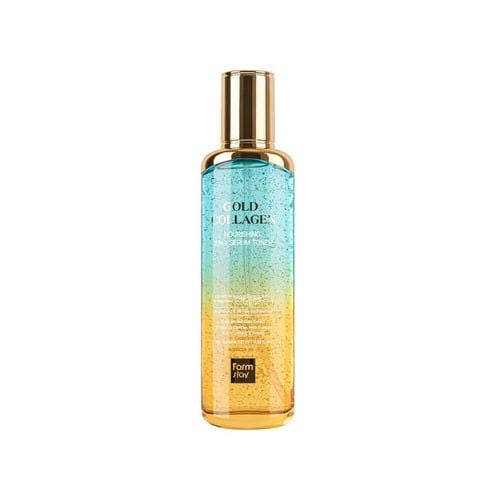 Nước hoa hồng cho da sáng mịn Vàng 24k Farmstay Gold Collagen Nourishing 2 in 1 Serum Toner 