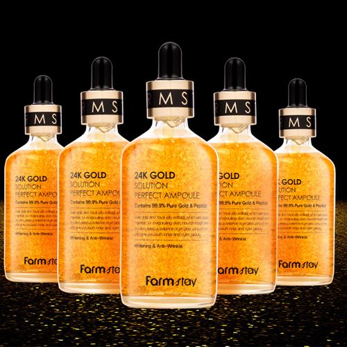  Tinh chất trẻ hóa da, chống lão hóa Vàng 24K Farmstay 24k gold solution perfect ampoule 