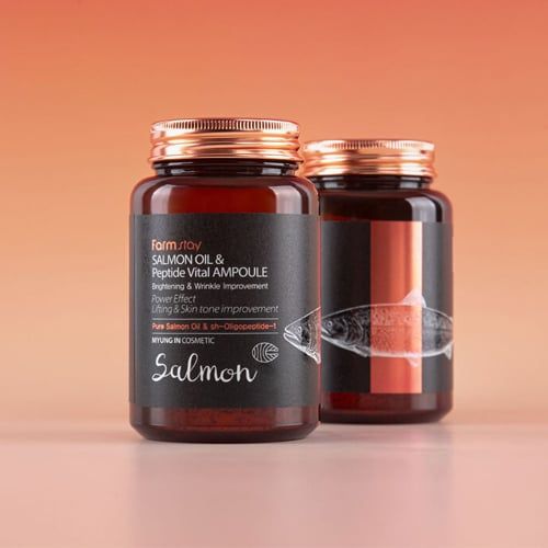  Tinh chất chống lão hóa, nếp nhăn dầu Cá hồi Farmstay Salmon Oil & Peptide Vital Ampoule 
