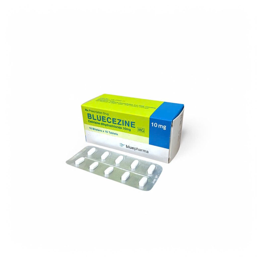  Viên Bluecezine 10mg ( Cetirizine dihydrochloride ) Hộp 10 vỉ x 10 viên. 