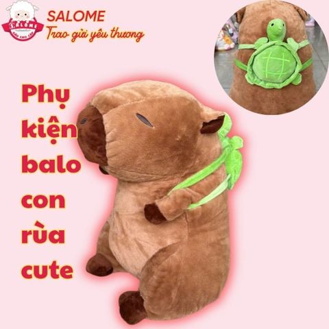 Gấu bông chuột lang nước capybara đeo cặp rùa xanh